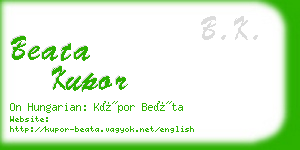 beata kupor business card